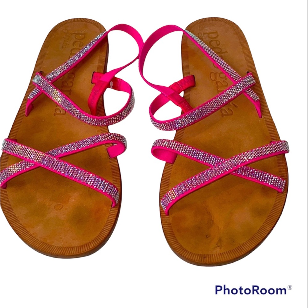 PEDRO GARCIA sandals in fuchsia with Swarovski crystals, size 38.5 EU